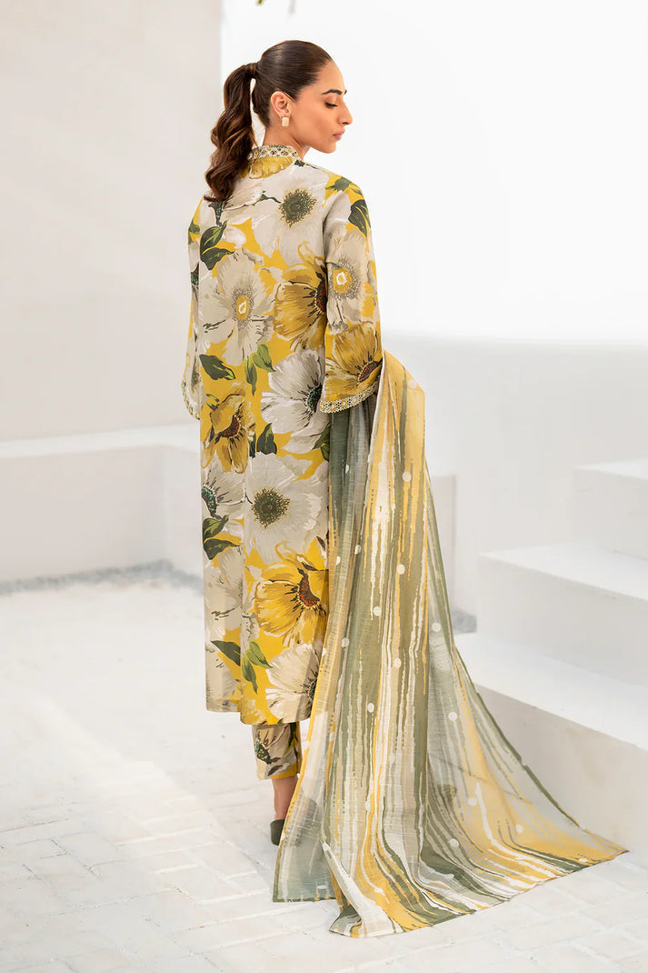 3 Piece Stitched Lawn Suit - Ready To Wear