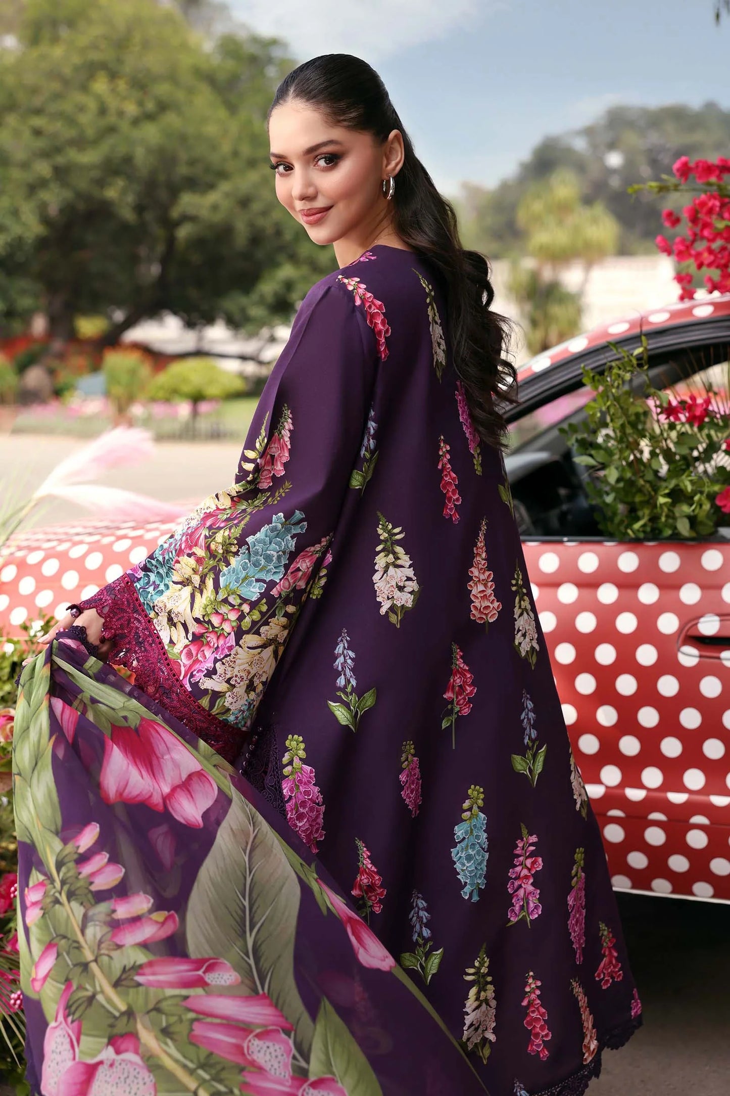 Plum Violet Flora: Embroidered Lawn Suit | Ready To Wear