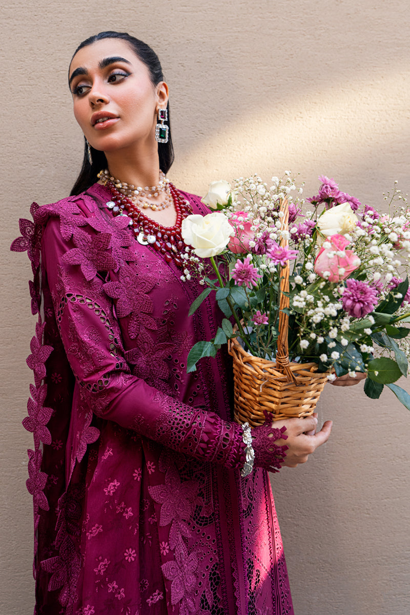 3-Piece Embroidered Lawn Suit With Chiffon Dupatta - Ready To Wear