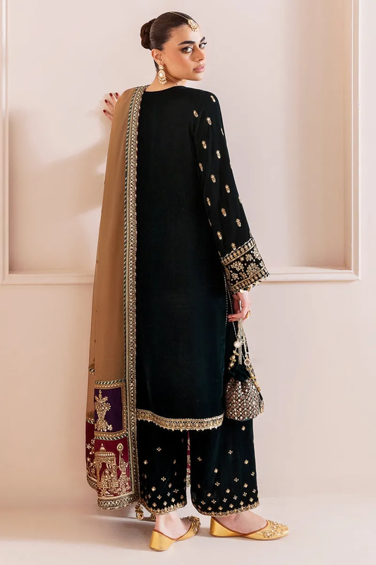 3 Piece Stitched Velvet Suit - Ready To Wear