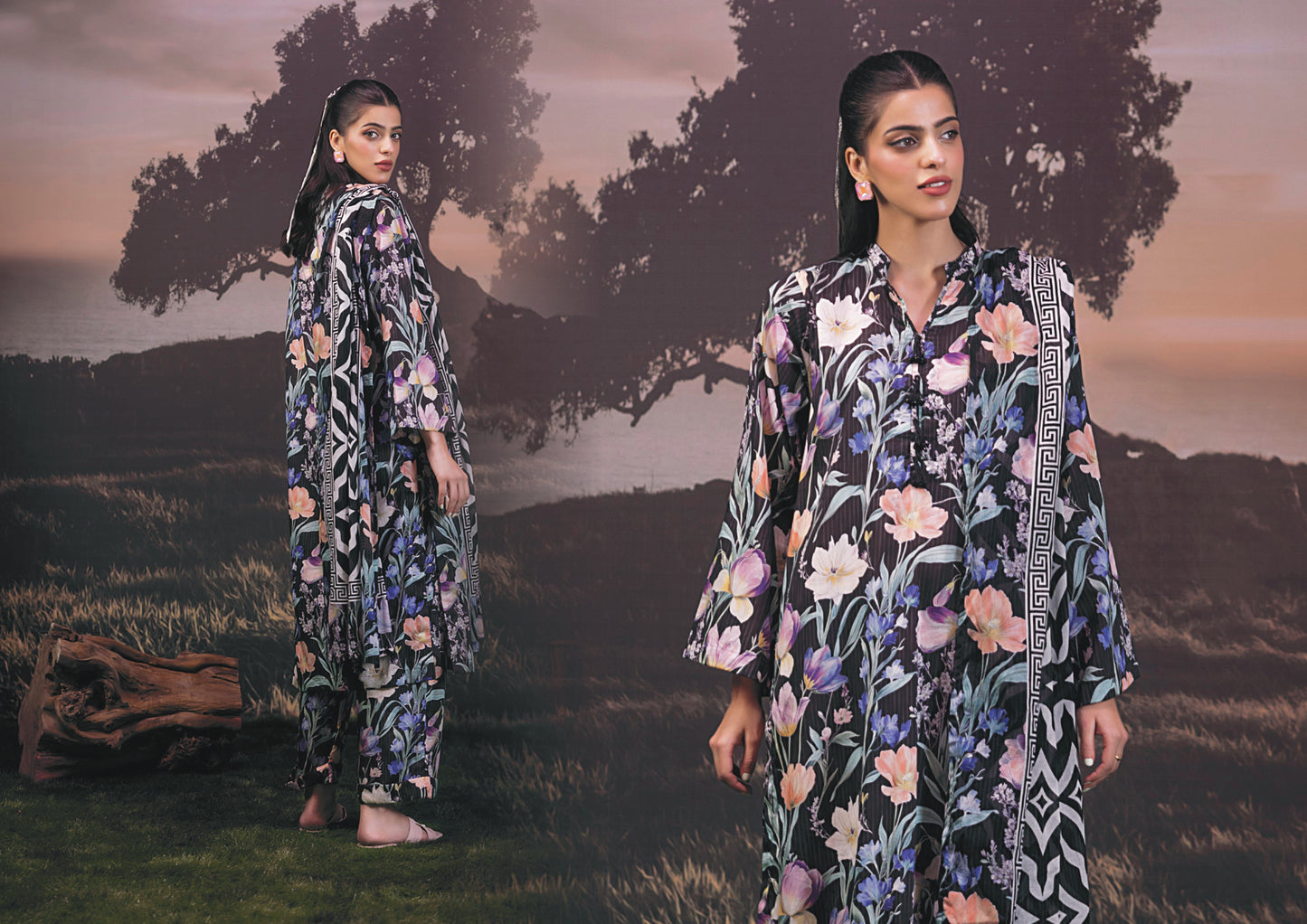 3 Piece Stitched Lawn Suit - Ready To Wear