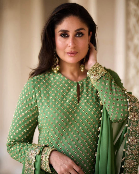 3 Piece Stitched Chiffon Suit - Ready To Wear