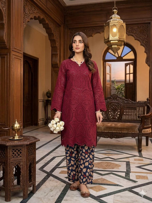 02-Piece Chikankari Lawn Outfit | Ready To Wear