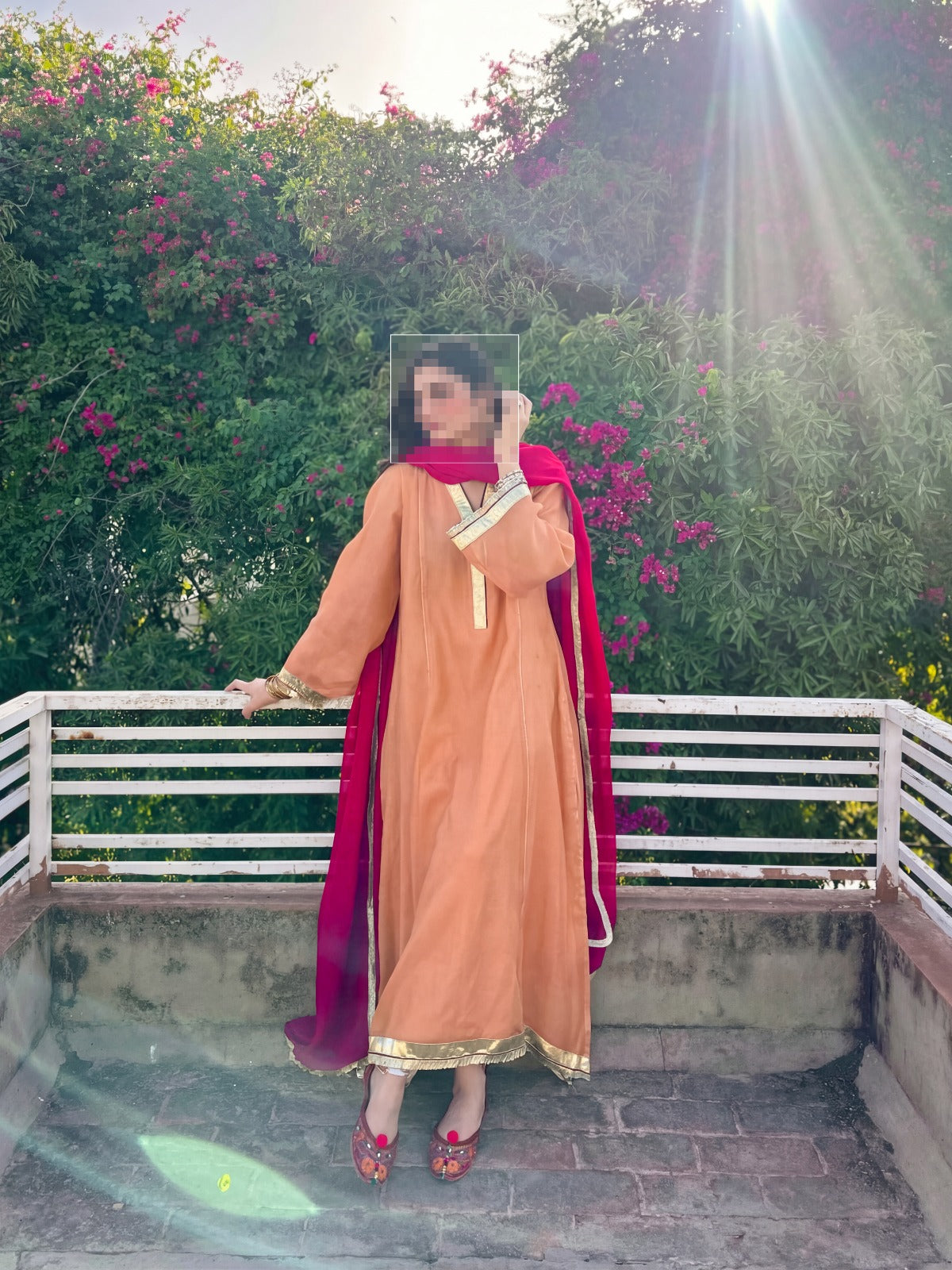 Mishry Peach & Hot Pink - 03-Piece Zari Net Suit | Ready To Wear