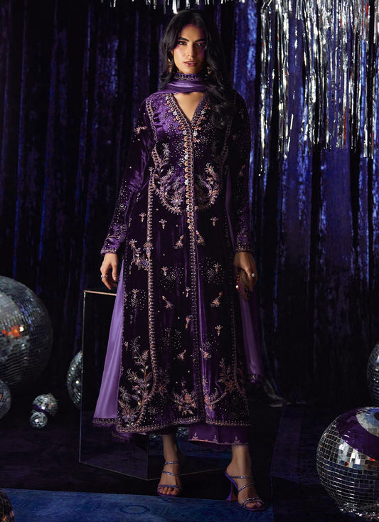 3 Piece Stitched Velvet Suit - Ready To Wear