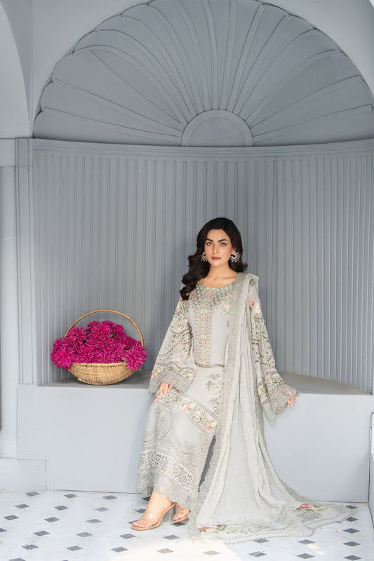 3 Piece Stitched Chikankari Embroidery Suit - Ready To Wear