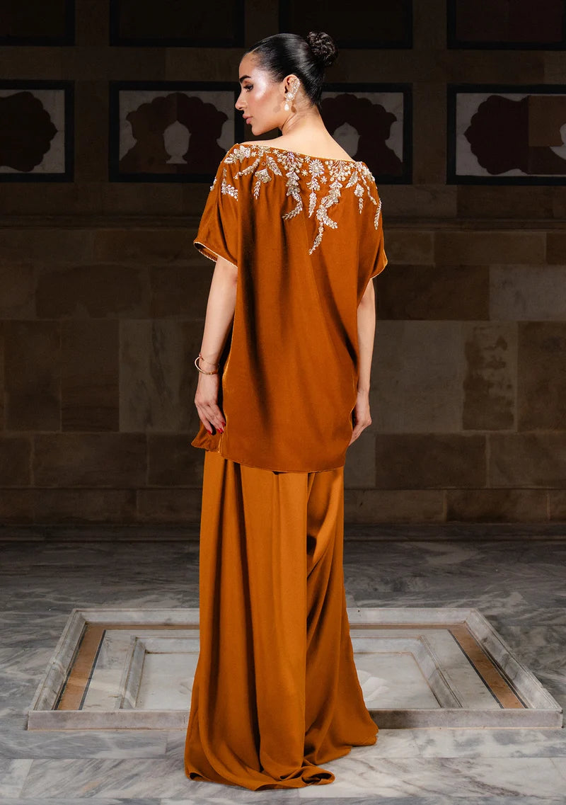 02 Piece - Mustard Velvet Ready To Wear