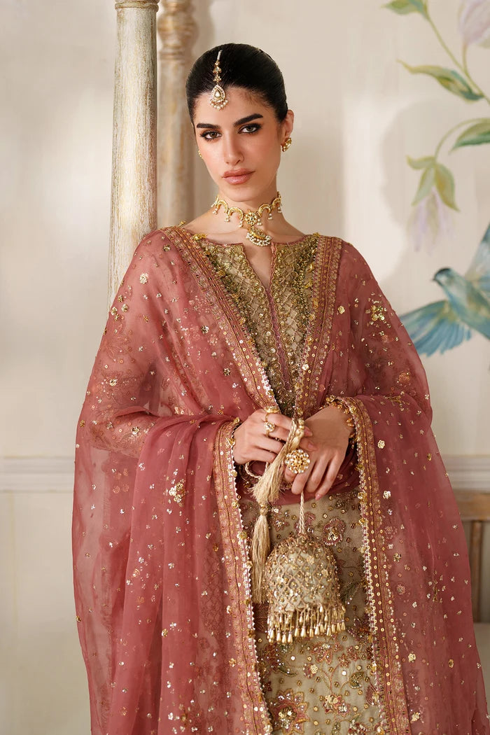 The Imperial Gold: Heavy Embroidered Chiffon Suit | Ready To Wear