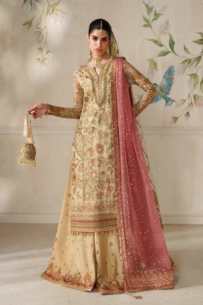 The Imperial Gold: Heavy Embroidered Chiffon Suit | Ready To Wear