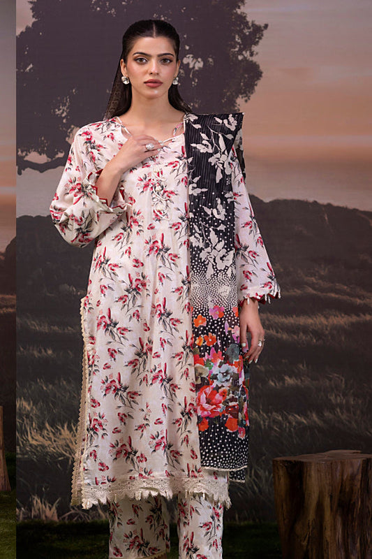 3 Piece Stitched Lawn Suit - Ready To Wear