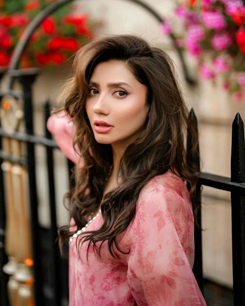 Rose Pink & Ivory: Embroidered Sheesha Silk Suit | Ready To Wear