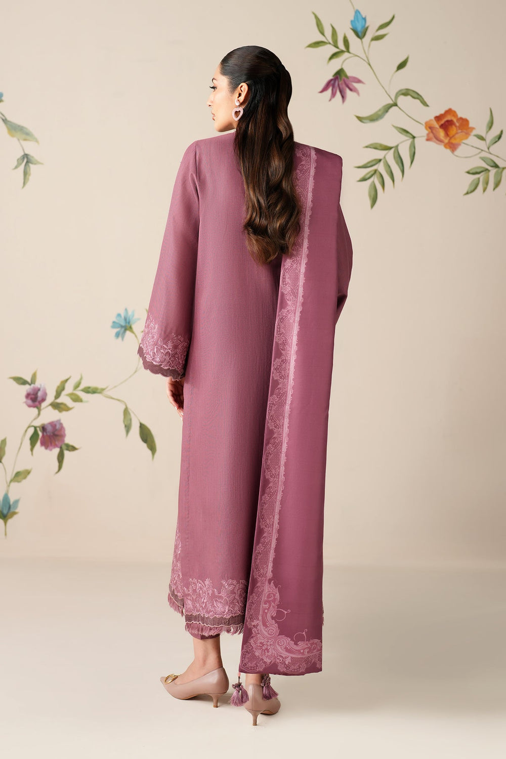 3 Piece Stitched Embroidery Khaddar Suit - Ready To Wear
