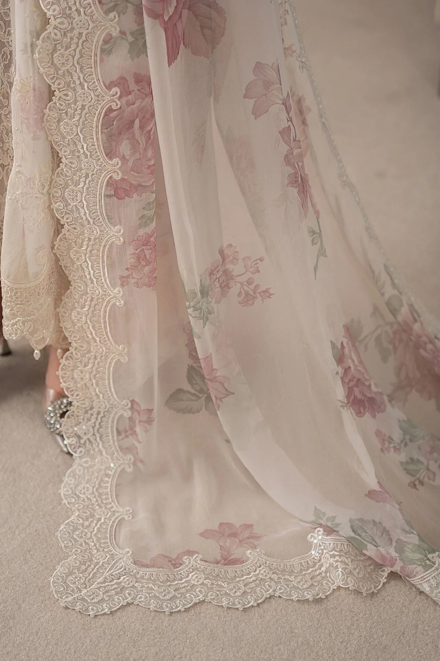 03-Piece Chiffon Suit With Embroidery - Ready To Wear