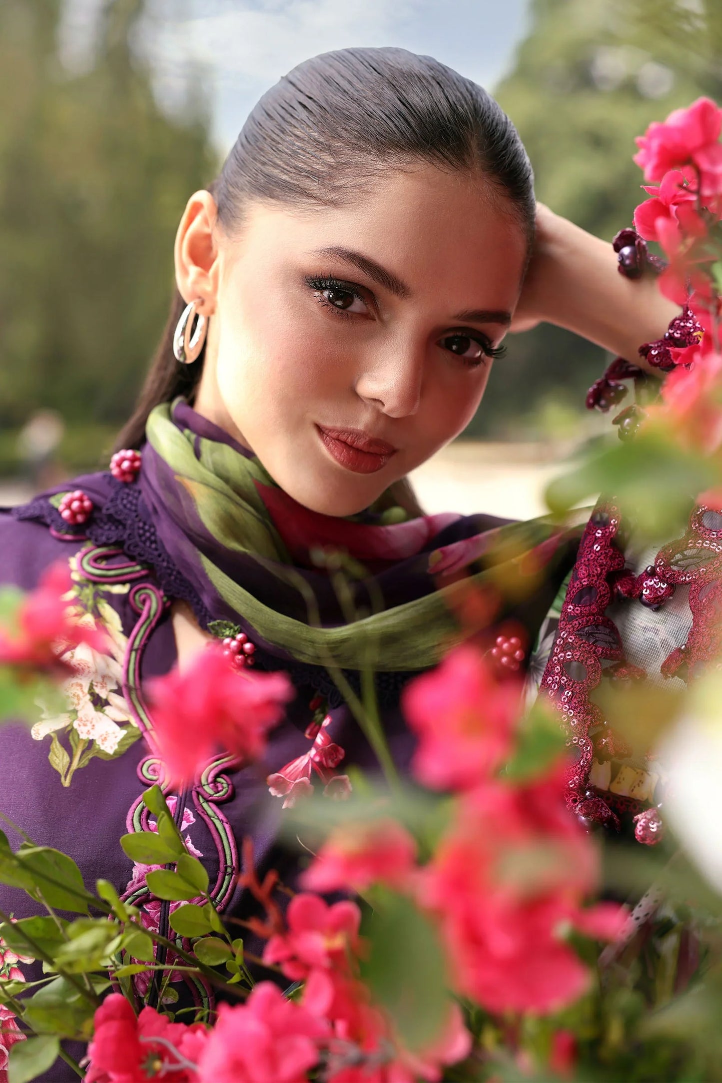 Plum Violet Flora: Embroidered Lawn Suit | Ready To Wear