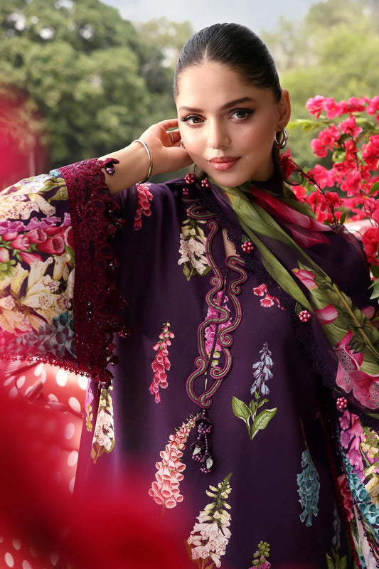 Plum Violet Flora: Embroidered Lawn Suit | Ready To Wear