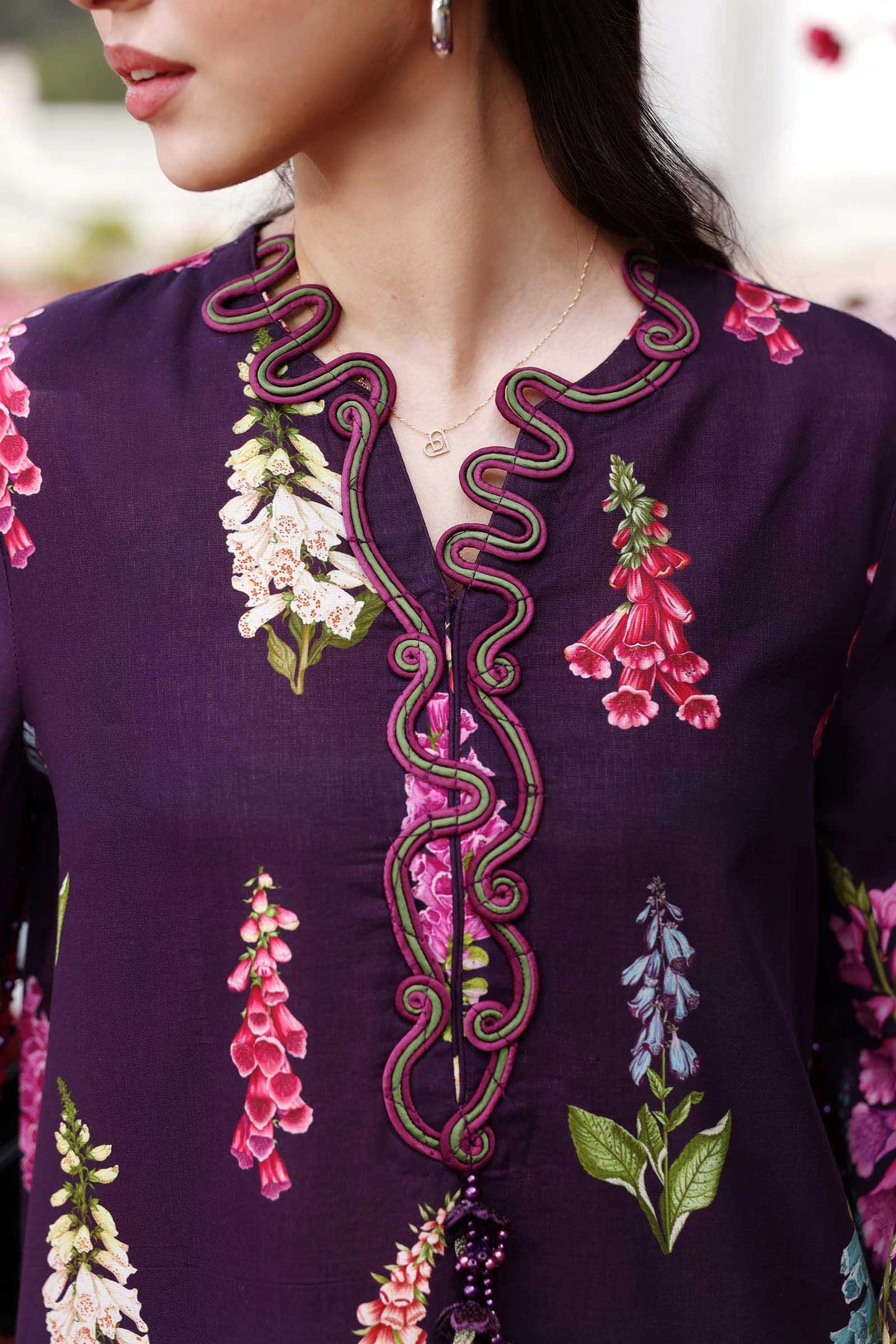 Plum Violet Flora: Embroidered Lawn Suit | Ready To Wear