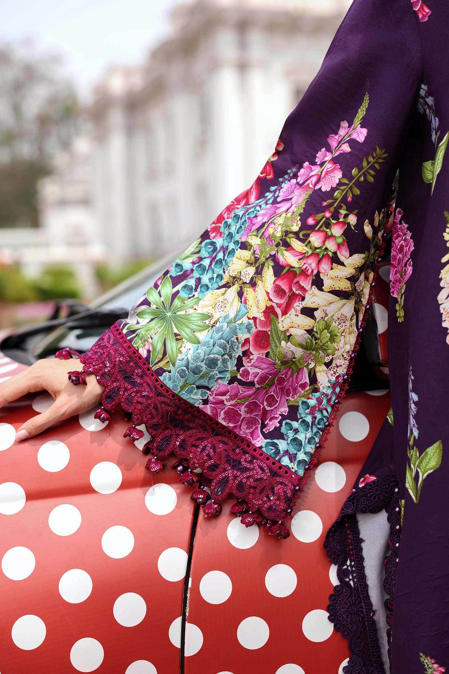 Plum Violet Flora: Embroidered Lawn Suit | Ready To Wear