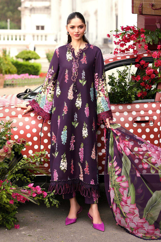 Plum Violet Flora: Embroidered Lawn Suit | Ready To Wear