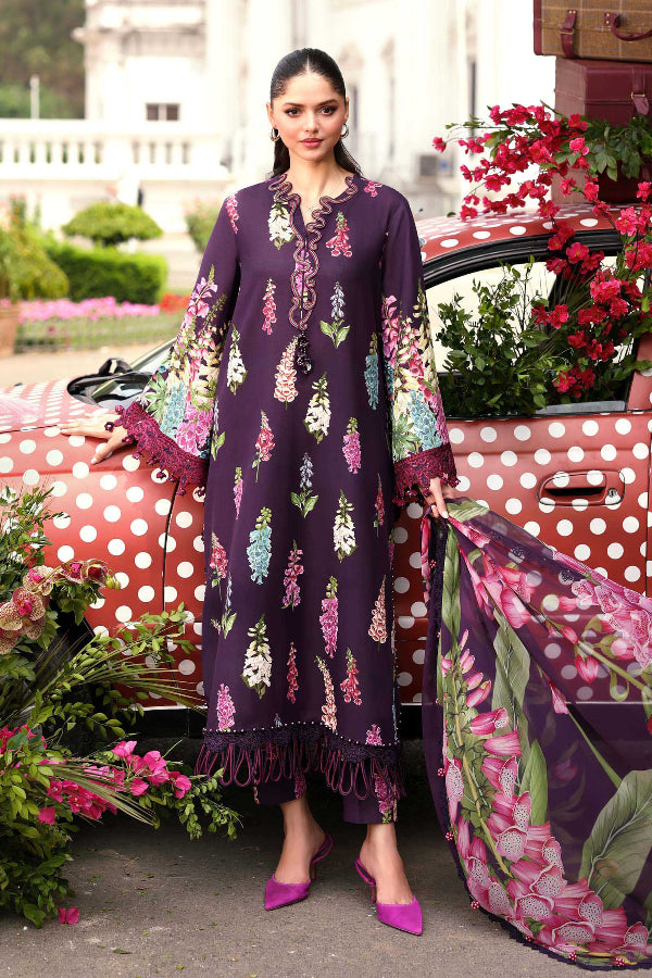 Plum Violet Flora: Embroidered Lawn Suit | Ready To Wear