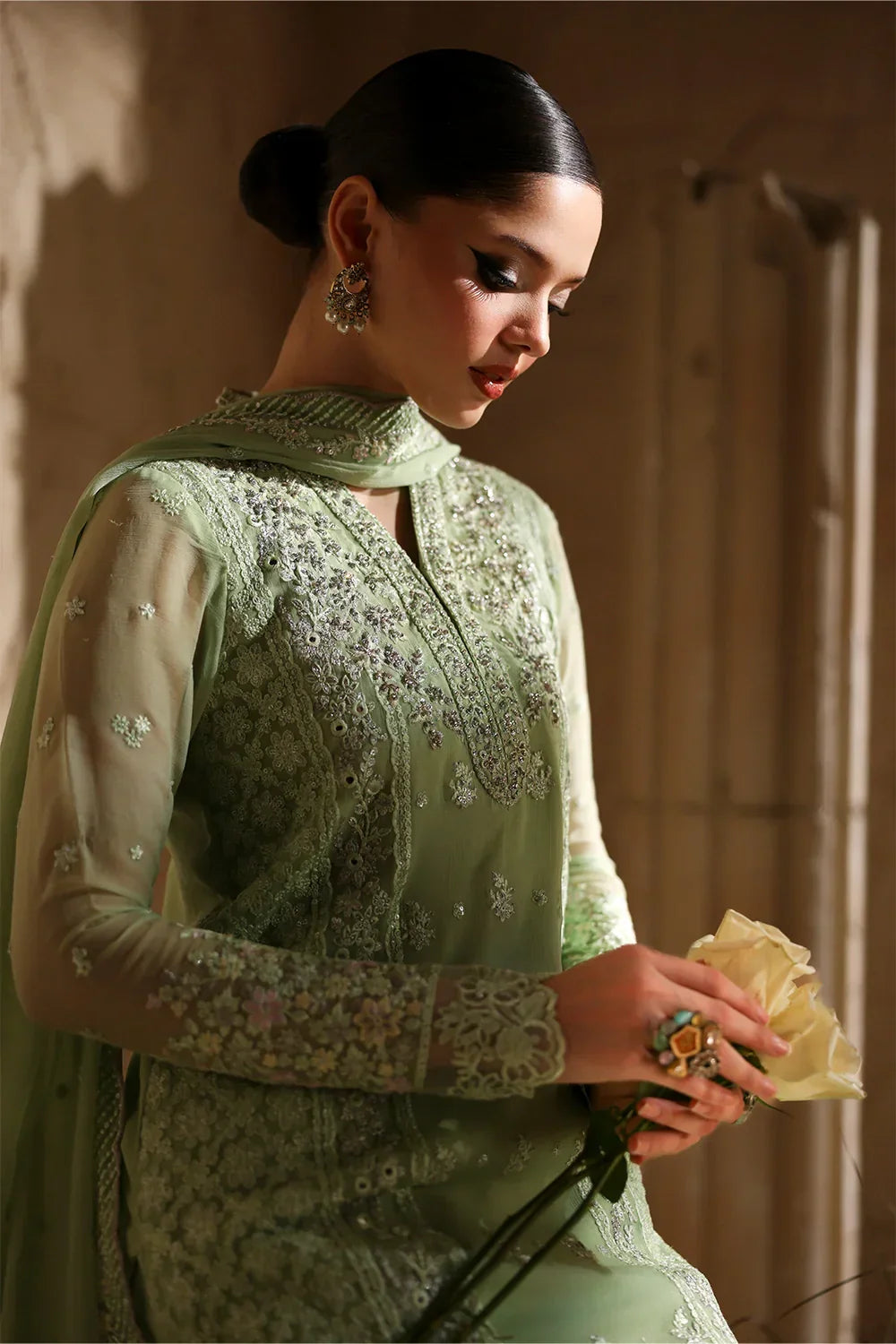 03-Piece Chiffon Suit With Embroidery - Ready To Wear