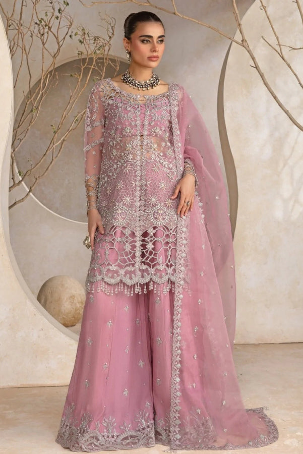 Lilac Mauve & Silver Sparkle: Embroidered Organza Suit | Ready To Wear