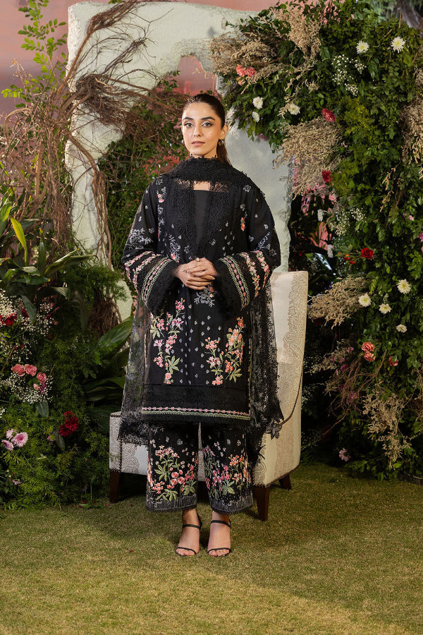 3 Piece Stitched Chikankari Organza Suit - Ready To Wear