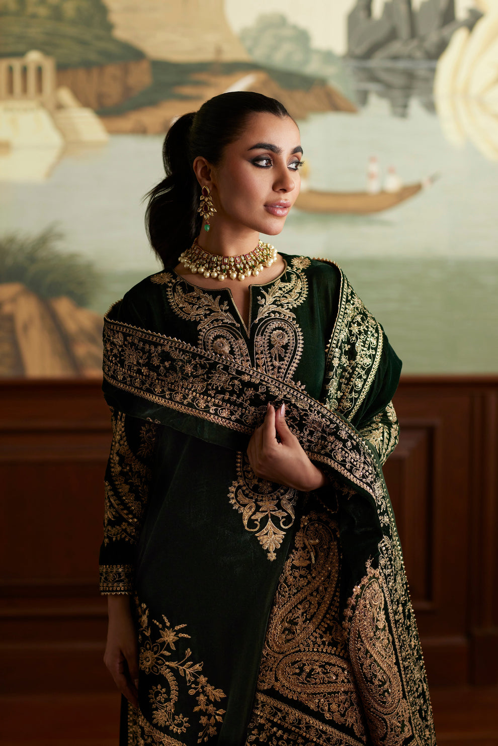 3 Piece Stitched Velvet Suit - Ready To Wear