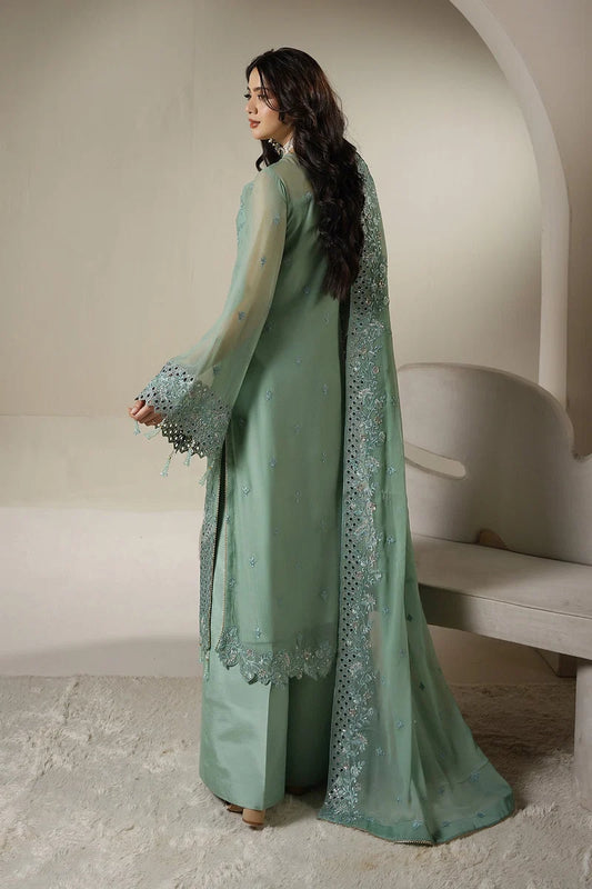 Soft Sage Green: Embroidered Chiffon Suit | Ready To Wear