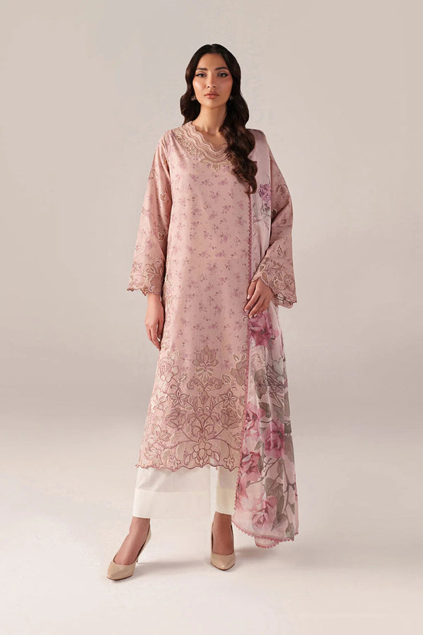 Blush Pink & Rose Floral Accent: Printed Lawn Suit | Ready To Wear