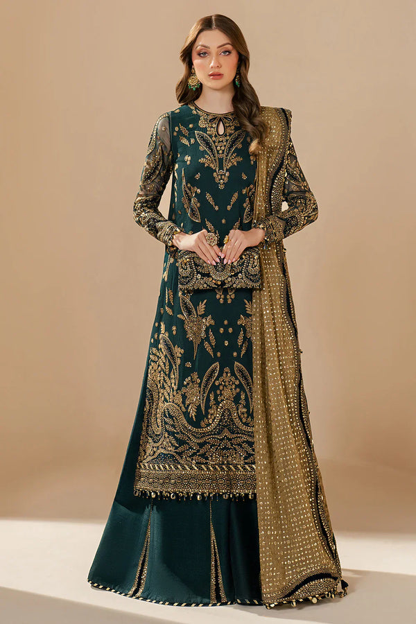 Emerald Antique - Embroidered Chiffon Suit | Ready To Wear