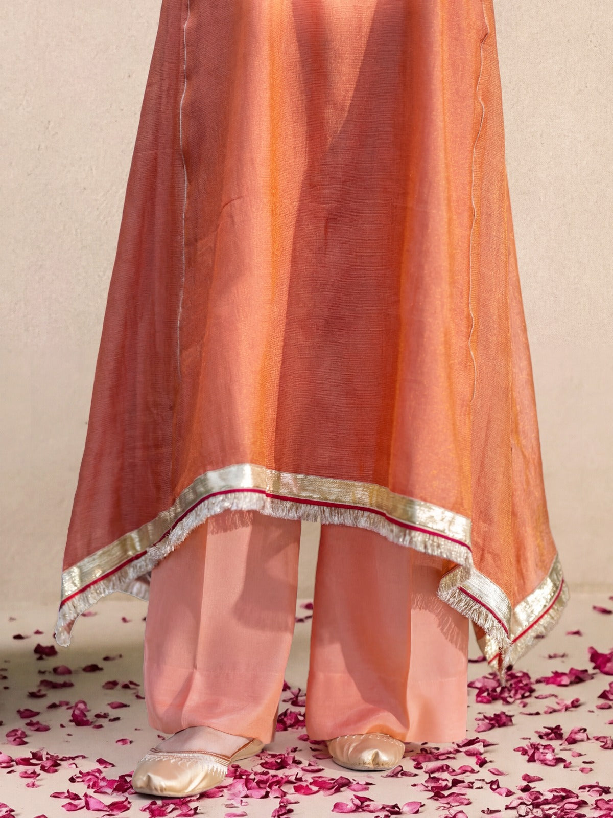Mishry Peach & Hot Pink - 03-Piece Zari Net Suit | Ready To Wear