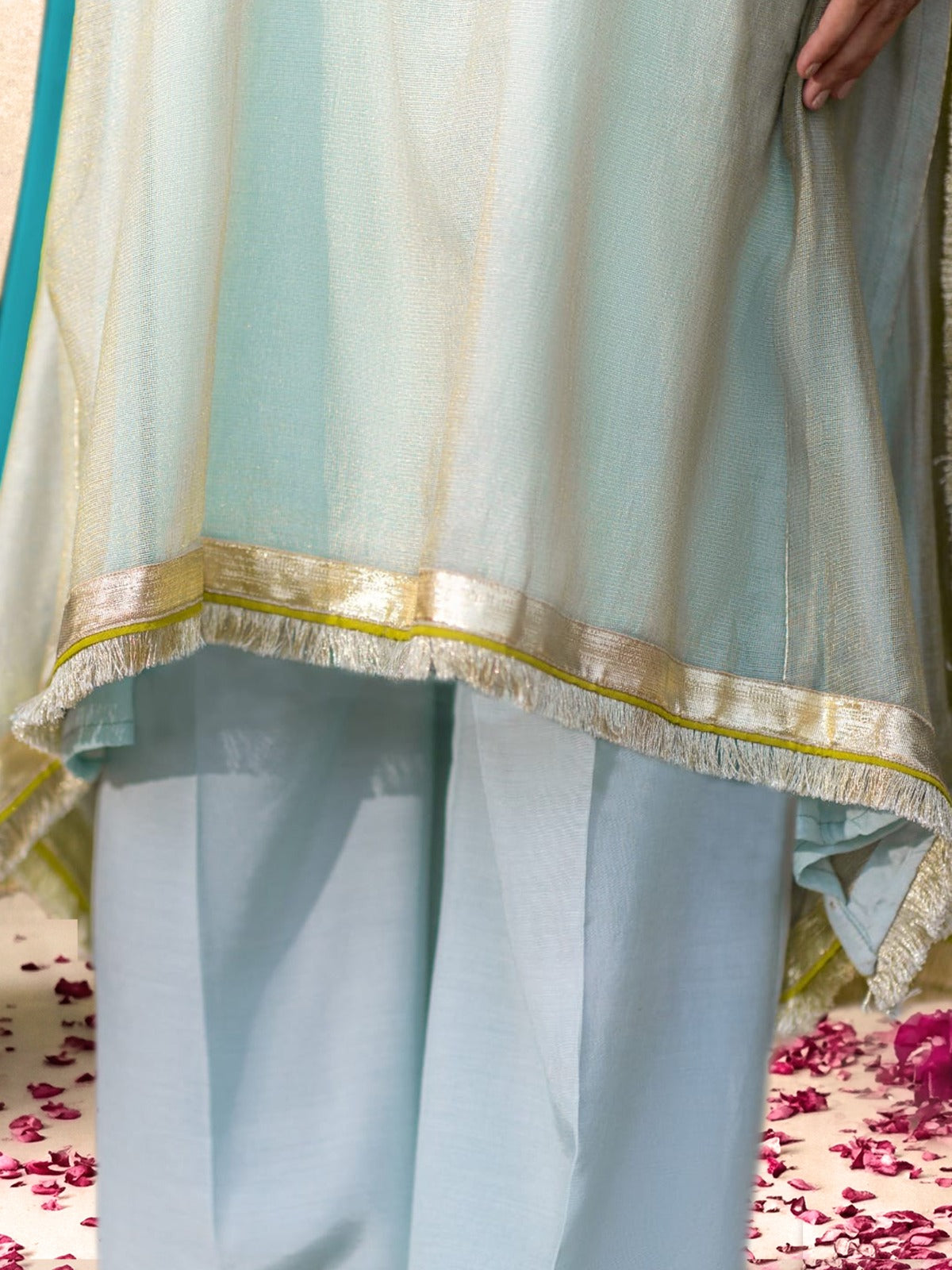 Mishry Aqua & Turquoise - 03-Piece Zari Net Suit | Ready To Wear