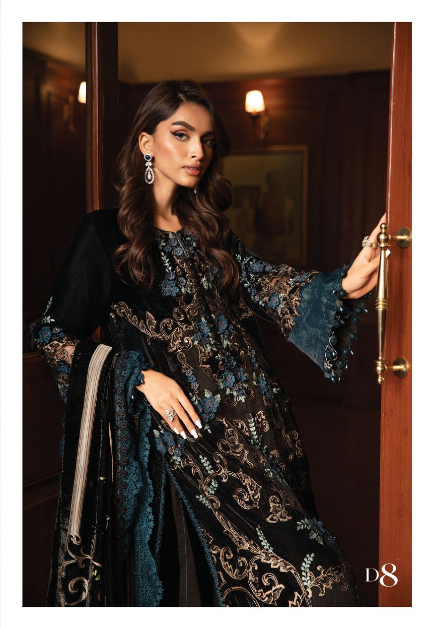 3 Piece Stitched Velvet Suit - Ready To Wear
