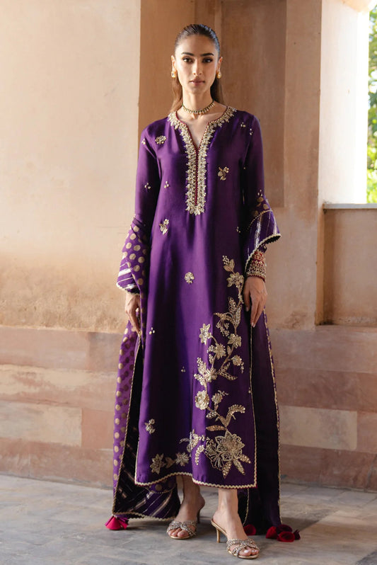 Plum Dynasty: Hand-Crafted Silk Kurta Set | Ready To Wear
